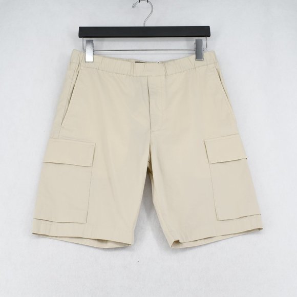 Theory Men's Muslin Cargo Shorts Elastic Waist Drawstring Regular Fit Poplin S - Picture 5 of 10